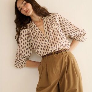 Doen Julienne Paisley Print Organic Cotton Button-Up Shirt